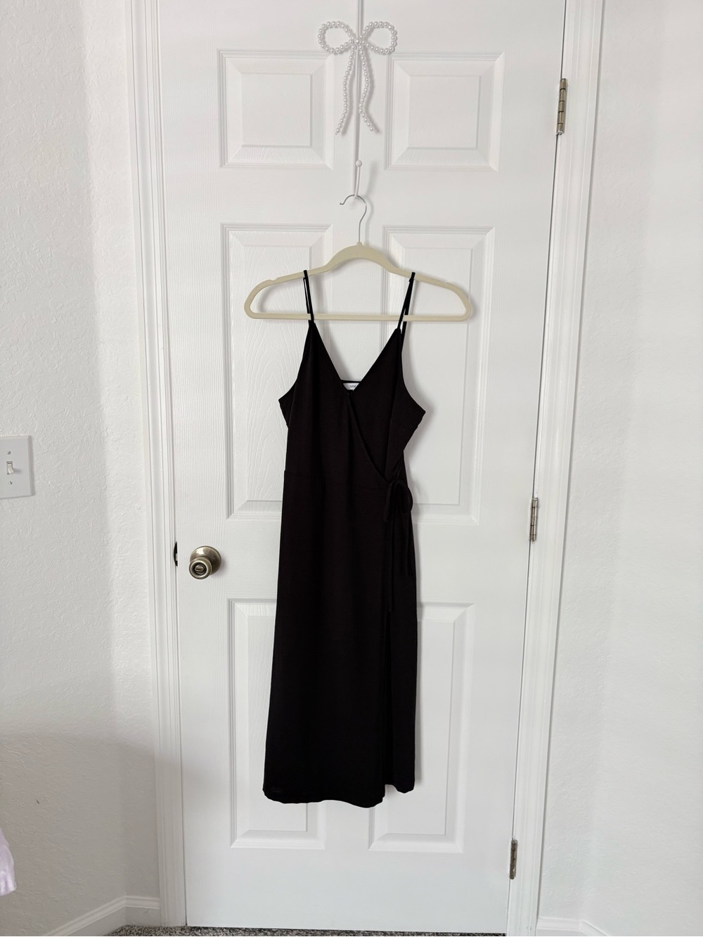 Nine West Black Spaghetti-Strap Wrap Midi Dress